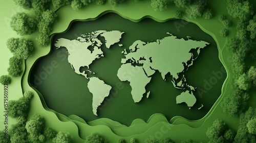 World Environment Day Banner - Blossoming Globe in Springtime. Globe surrounded by spring flowers on verdant background.