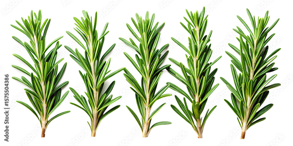 Fototapeta premium Fresh Rosemary Sprigs Isolated on Black Background for Culinary and Herbal Use