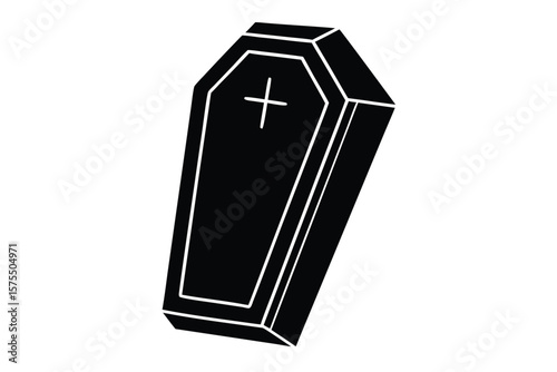wooden coffin prop vector icon