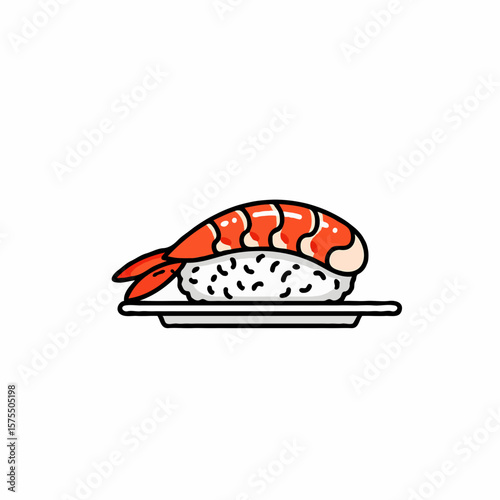 A fresh piece of ebi sushi featuring tender shrimp placed delicately on seasoned rice, showcasing the elegance and flavor of traditional Japanese cuisine