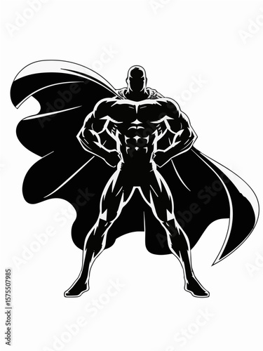 Bold Black and White Superhero Artwork  