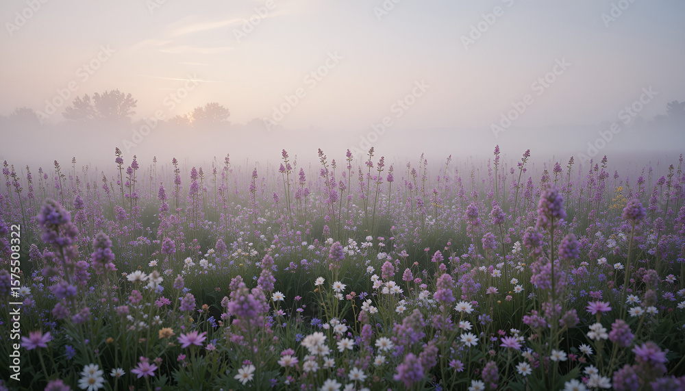 Naklejka premium lavender field in the morning