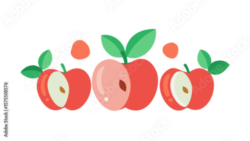 Fresh red apples illustration, healthy eating concept, fruit market, apple pie ingredients, orchard harvest