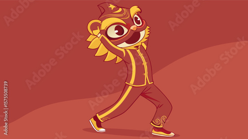 Chinese new year lion dance costume cartoon character celebration traditional festival lunar year art