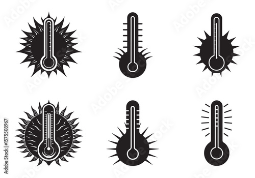 set of temperature silhouette vector illustration