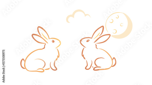 Cute rabbits moon festival illustration mid autumn festival design vector graphic drawing artwork image