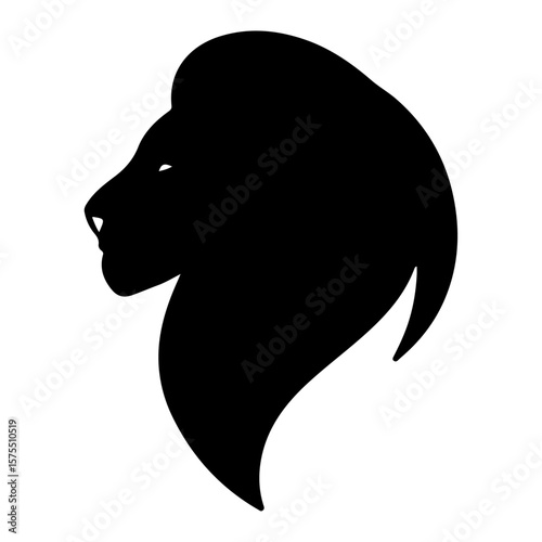 Stylized black silhouette drawing of a woman's head featuring a distinct profile and hairstyle