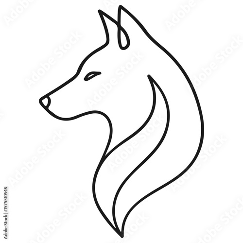 Vector drawing of a wild wolf and fox head silhouette design