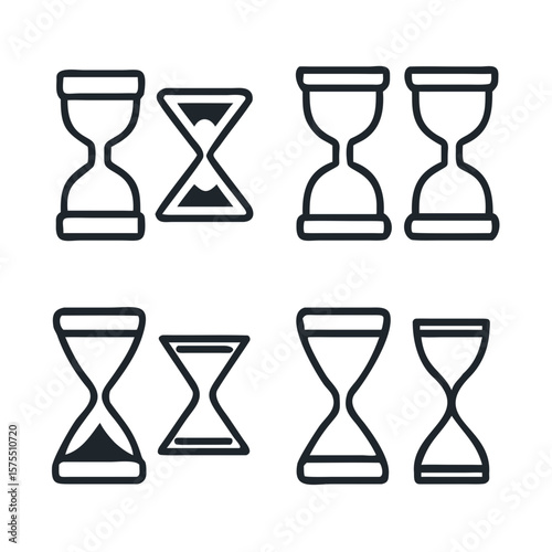 Timeless design featuring hourglass icons, ideal for time management applications and countdown interfaces, representing deadlines and fleeting moments.