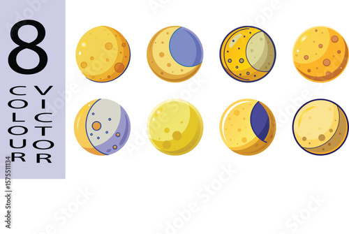 Moon Flat Illustration Minimalist Celestial Vector Design
