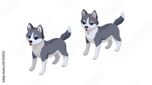 Cute cartoon husky dog breed illustration vector graphic design for pet lovers and animal enthusiasts art