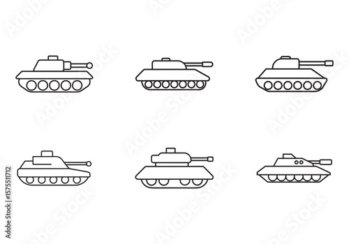set of tank icon line art vector illustration