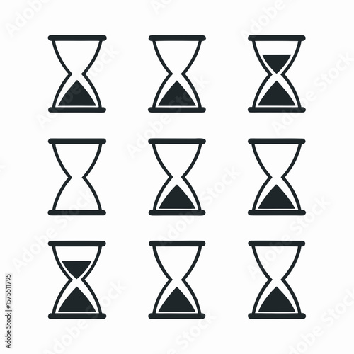 Sandglass icons showing passage of time, useful for time management, schedule, and countdown applications in design