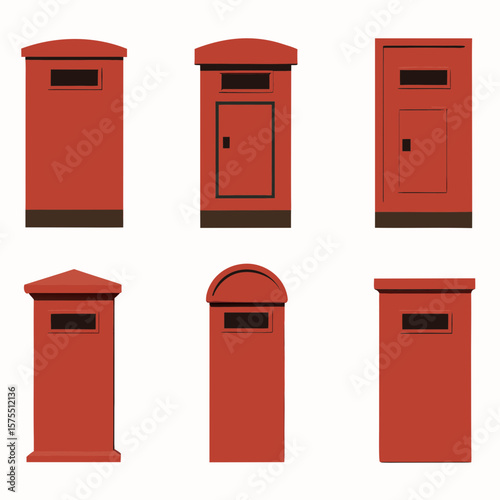 Set of charming postal boxes in diverse designs, great for emblems, branding, or adding retro flair to your design projects.