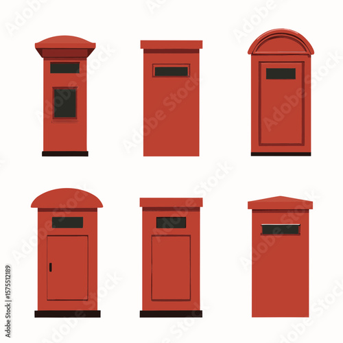 Classic red mailbox set adds charm to any design, perfect for postal themes, neighborhood layouts, or vintage collections.