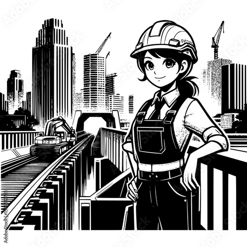Female construction worker at a construction site