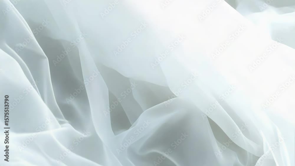 White transparent fabric forming elegant waves background