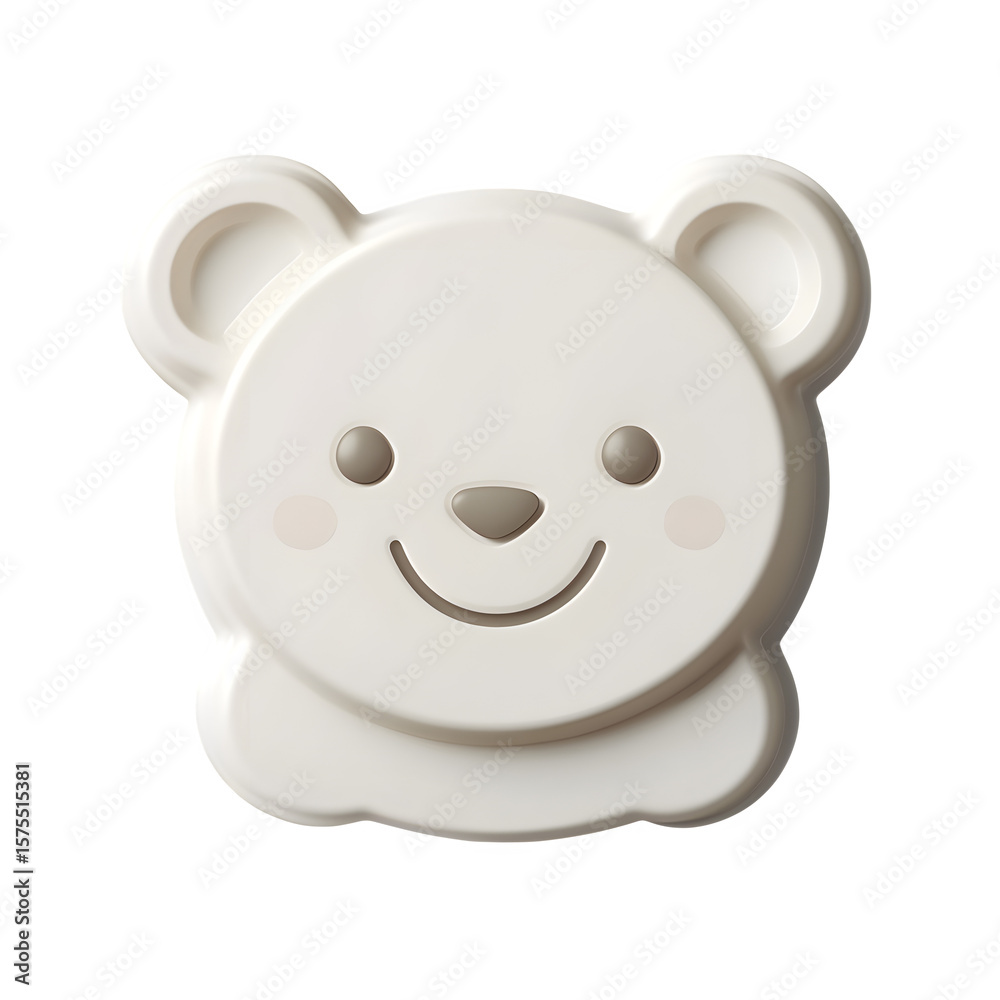 Fototapeta premium realistic kids bear-shaped eraser mockup, top view with a smile, isolated on transparent background