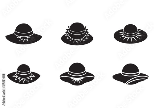 sun hat icon silhouette vector illustration
