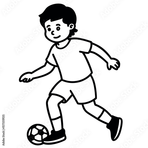child who play football vector illustration.