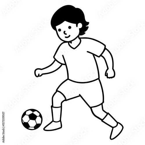 child who play football vector illustration.