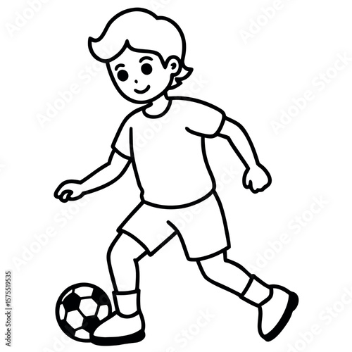 child who play football vector illustration.