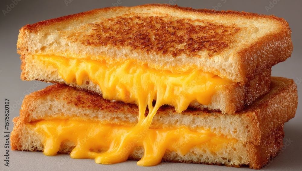 Melted cheese sandwich, golden brown, toasted bread Melted cheese sandwich, golden brown, toasted bread