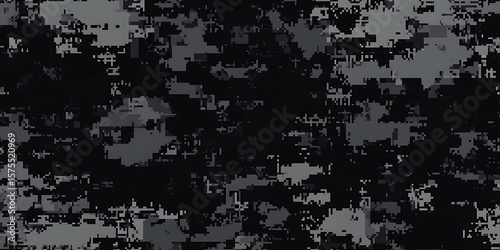 
Digital pixel camouflage black seamless pattern. Digital Camo background, military pattern, army and sport clothing, urban fashion. black Pixel Camouflage.

