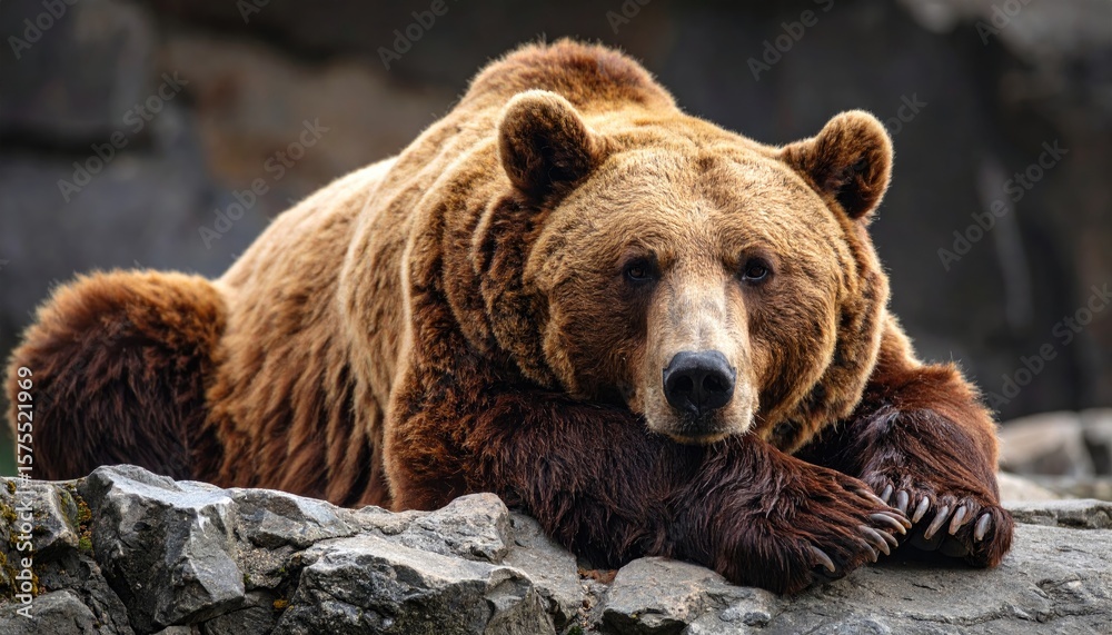 Obraz premium Brown bear resting on rocks