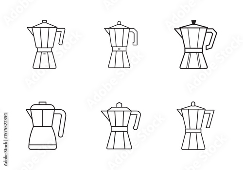 set of coffee maker icon line art vector illustration
