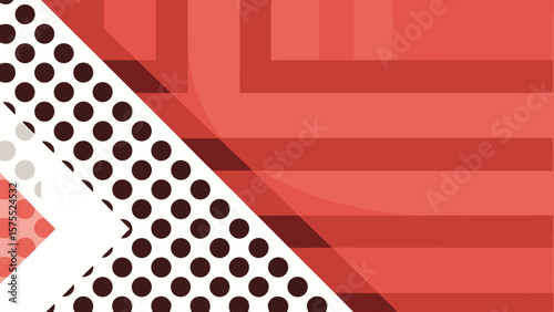 Abstract geometric composition of red tones and polka dots for modern design projects