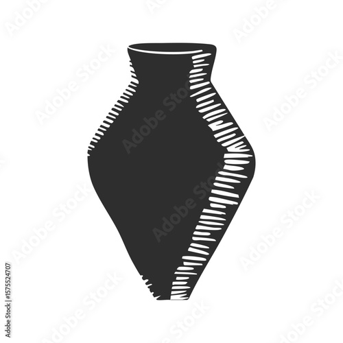 Ancient Pottery Vase Silhouette Illustration. Cultural Heritage And Art Symbol Isolated Vector Illustration