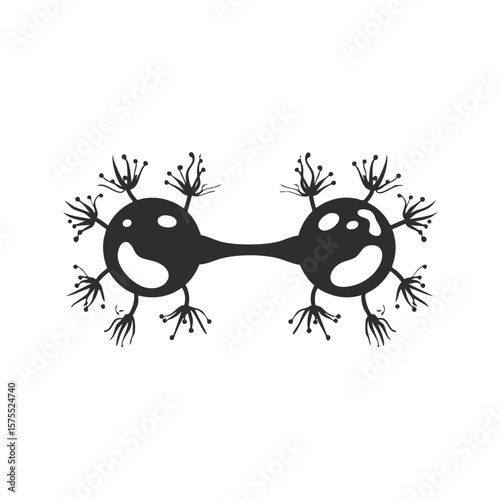 Neuron Connection Silhouette Illustration. Neural Network And Brain Communication Concept Isolated Vector Illustration