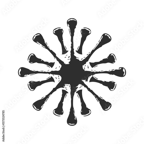 Virus Structure Silhouette Illustration. Microbiology And Health Concept Isolated Vector Illustration