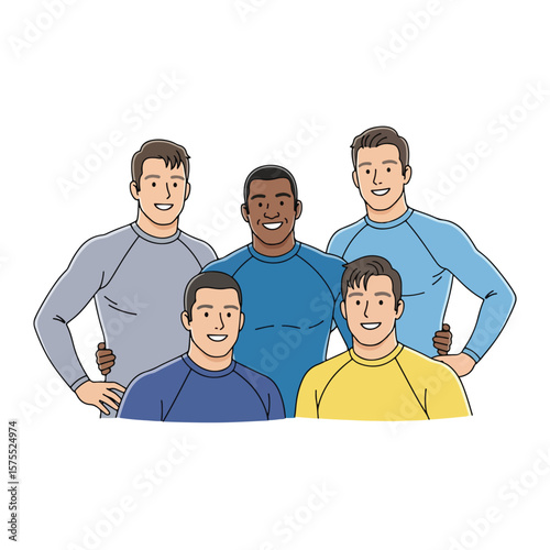 Vector set of swimmers with rash guard suits