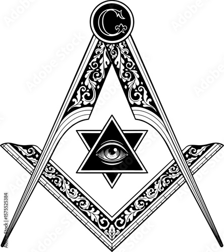 Masonic compass and square