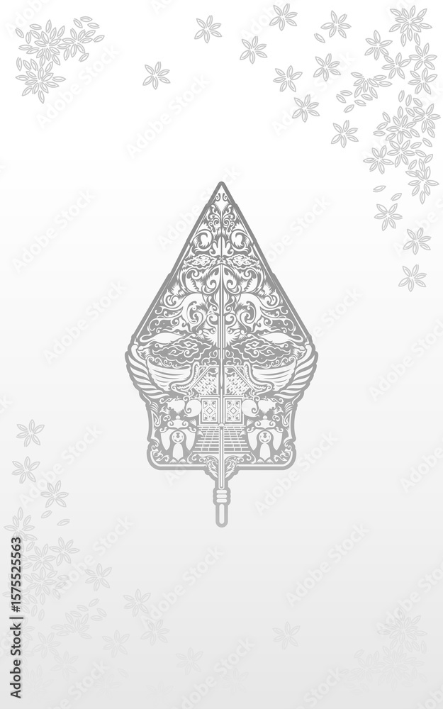 Obraz premium monochrome wayang mountain motif design