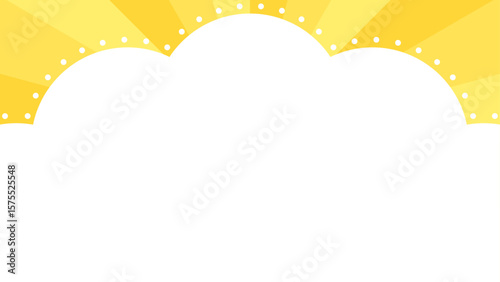 雲のデザインの背景フレーム、サンバースト、16:9サイズ