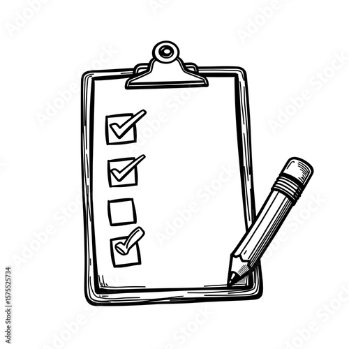 Builder’s Clipboard with Checklist and Pencil, Kids Coloring Book Design