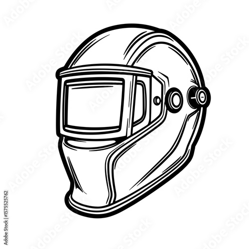 Abstract welding helmet illustration, kids coloring book design