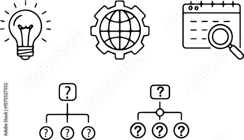 Information Knowledge Sharing line icon bundle. 
