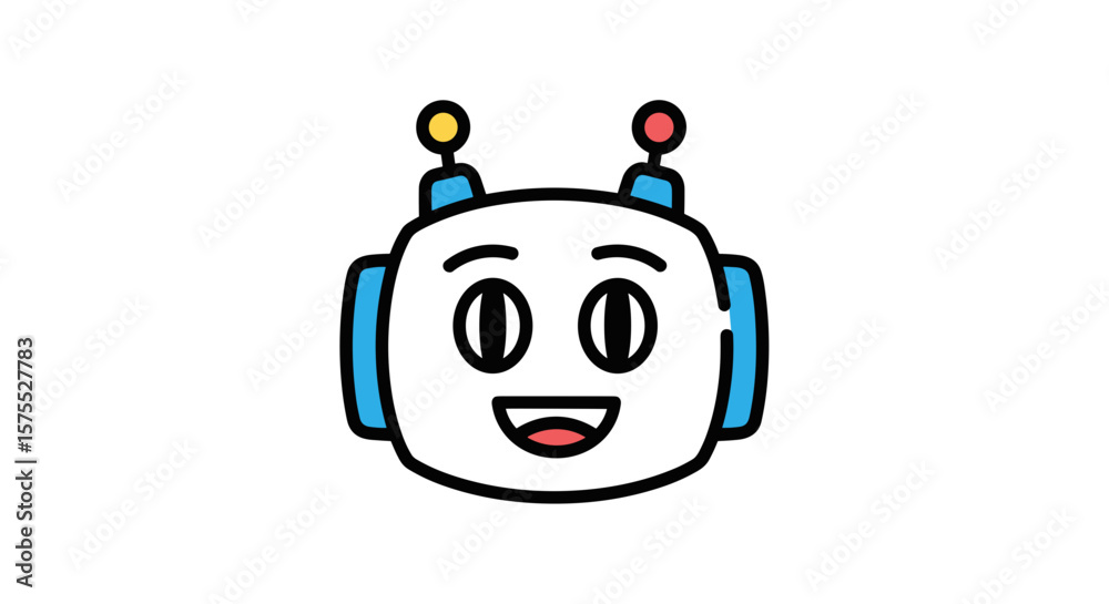 Fototapeta premium Chatbot face with a smiling expression isolated on transparent background 