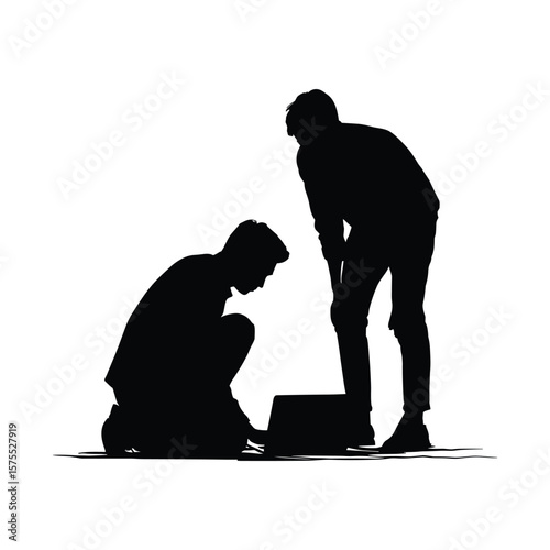 Individual Reflecting Alone in Office Silhouette