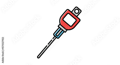Oil dipstick isolated on transparent background with red handle  