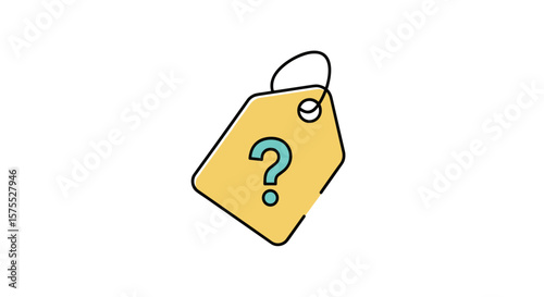 Yellow tag with question mark on transparent background  
