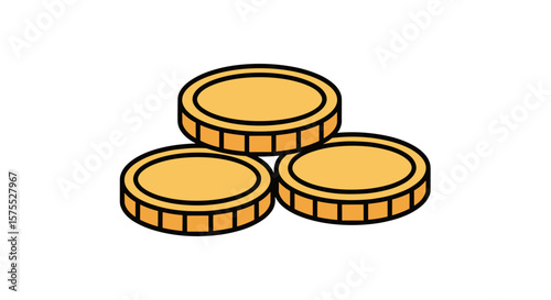 Three coins isolated on transparent background  