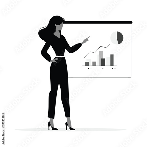 Confident Businesswoman Giving Presentation Silhouette