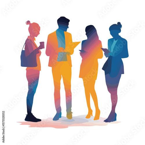 Group of Colorful Business People in Discussion