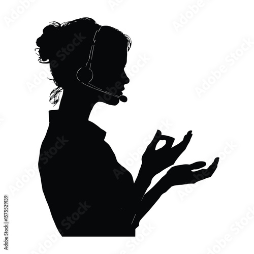 Woman Explaining with Hand Gesture Silhouette