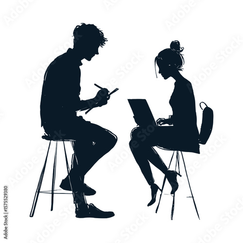 Business Discussion Between Colleagues Silhouette